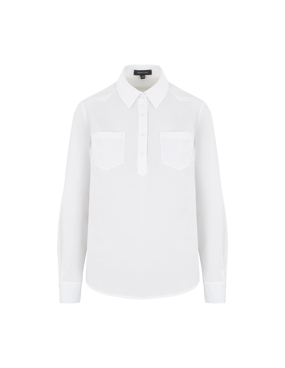 MARYLING Collar Long Sleeve 100% Cotton White Blouse