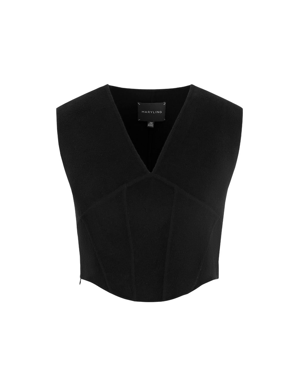 MARYLING Black Short V-Neck Curved Vest