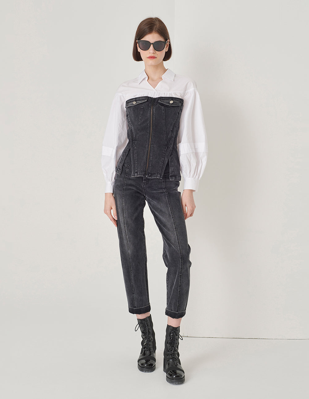 MARYLING Denim Wrap Top