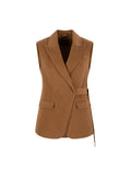 MARYLING Camel Wool Suit-Style Reversible Vest