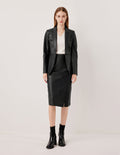 MARYLING Notch Lapel Single-Breasted Lambskin Blazer