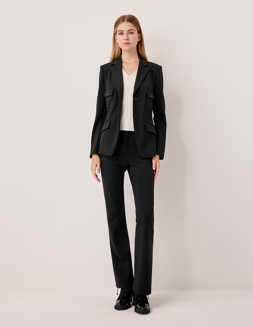 MARYLING Black Straight Leg Long Trousers