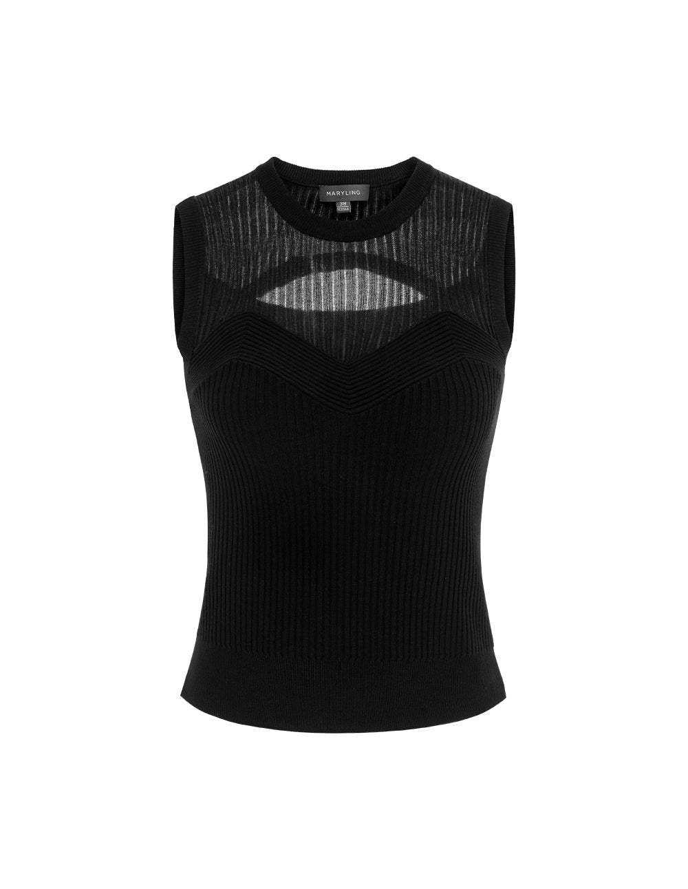 MARYLING Round-Neck Sleeveless Cutouts Knitted Vest