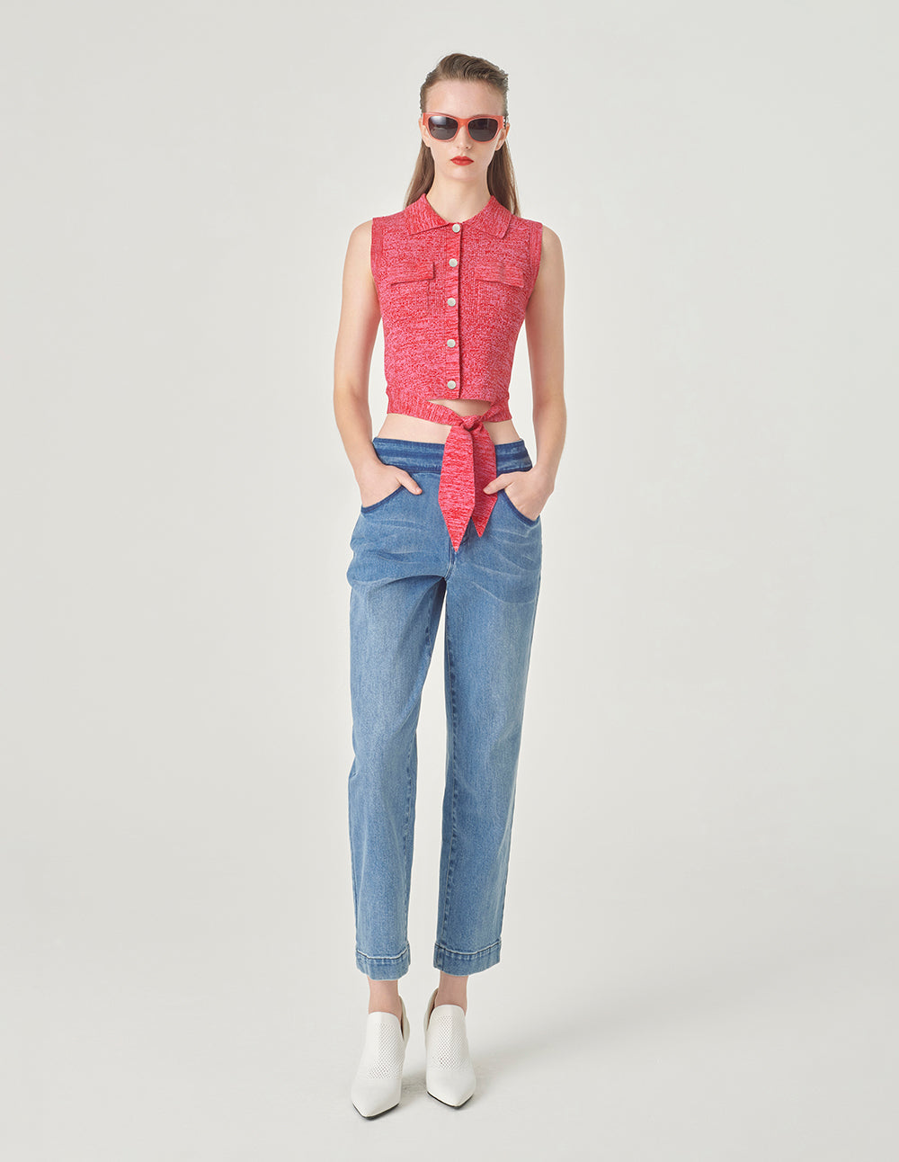 MARYLING Red Color Knitted Vest