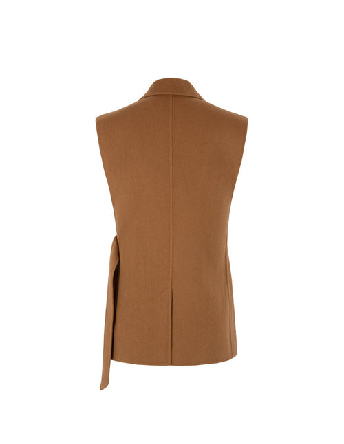 MARYLING Camel Wool Suit-Style Reversible Vest