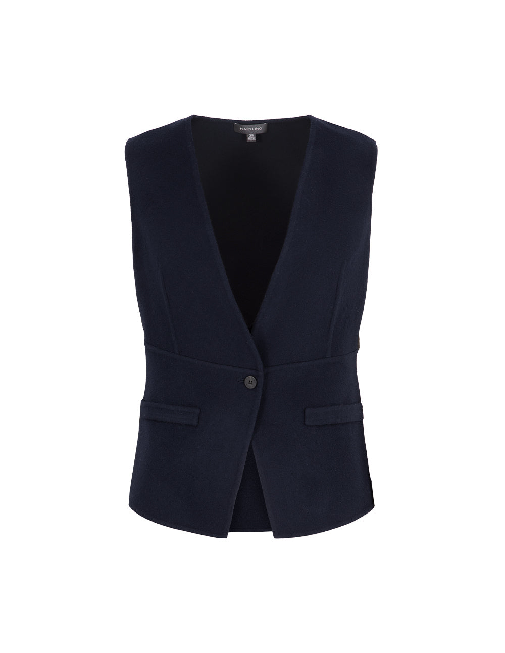 MARYLING Dark Blue V-Neck Double-Sided Woolen Vest