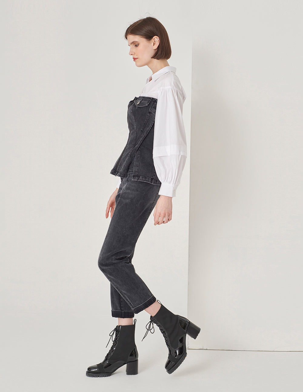 MARYLING Denim Wrap Top