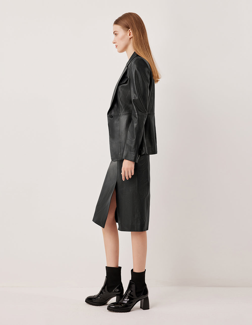 MARYLING Knee-Length Leather Straight Skirt