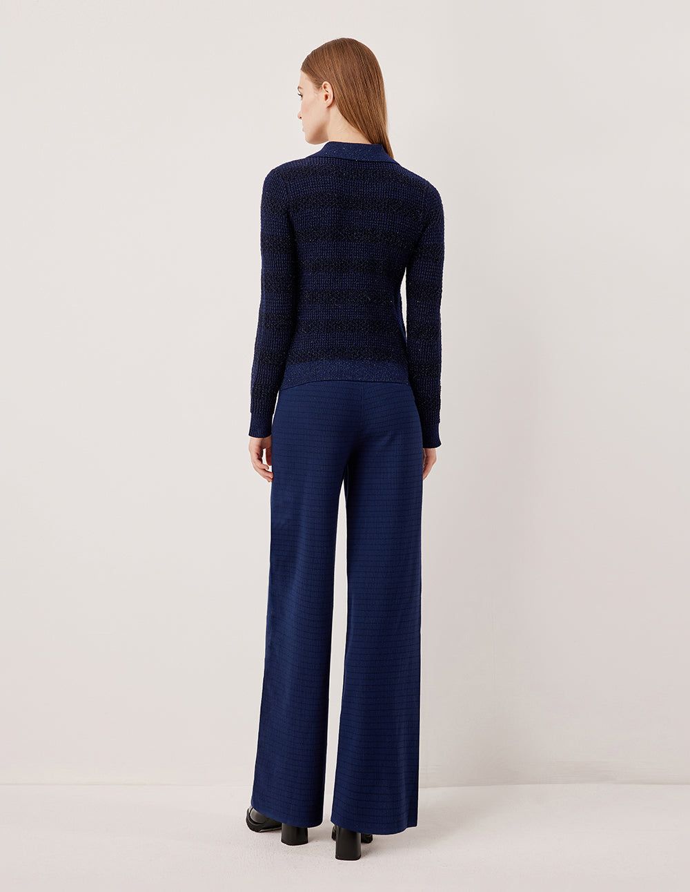 MARYLING Wool Knit Cardigan with Shawl Collar and Shiny Yarn