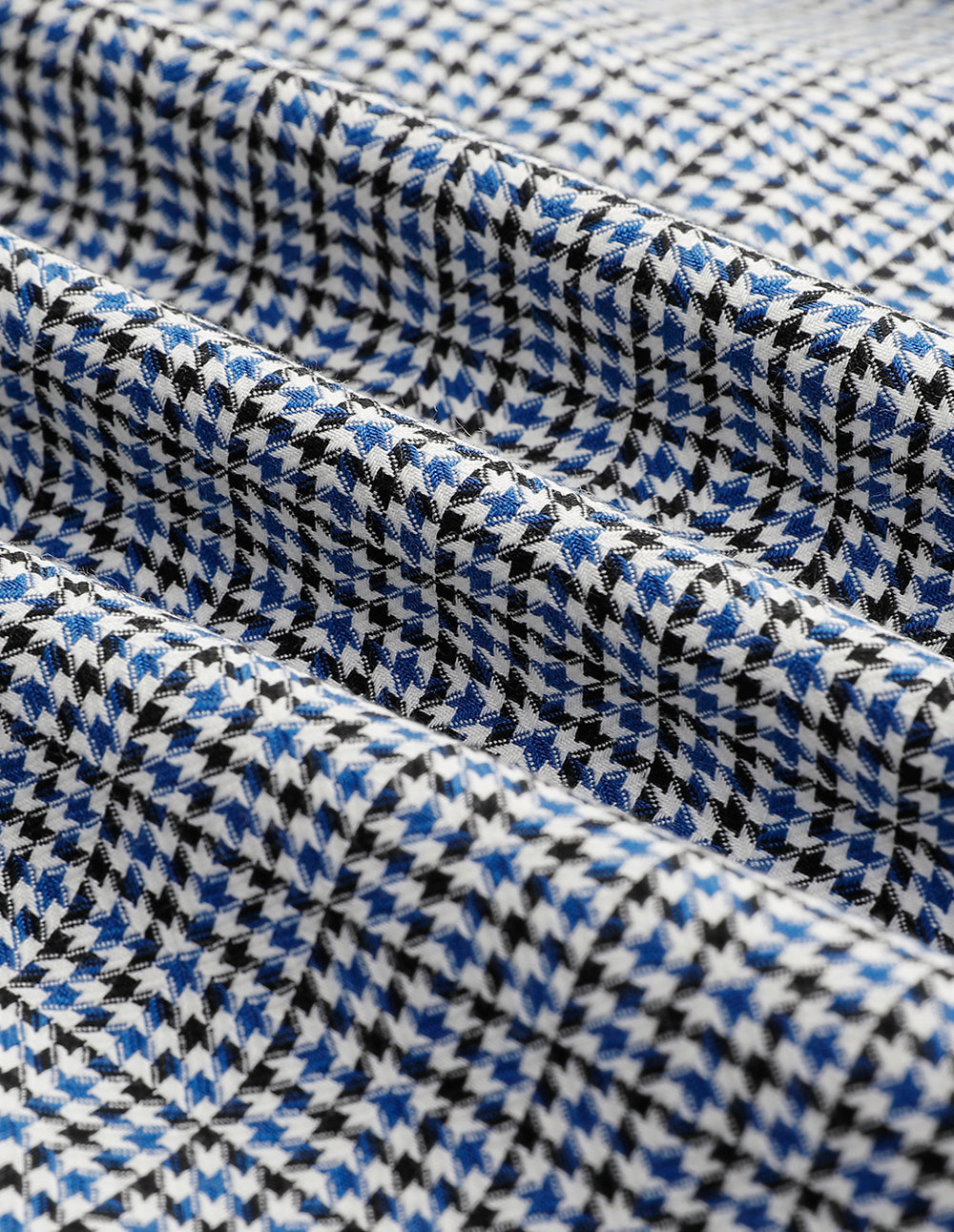 MARYLING Blue And White Small Check Houndstooth Waist Tie Detail Cropped Vest