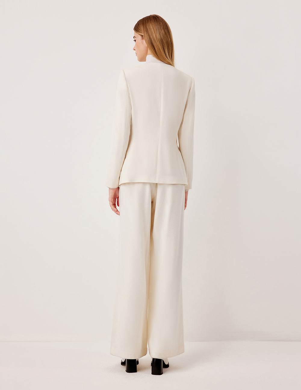 MARYLING Wide-Leg Straight Cut Wool Trousers
