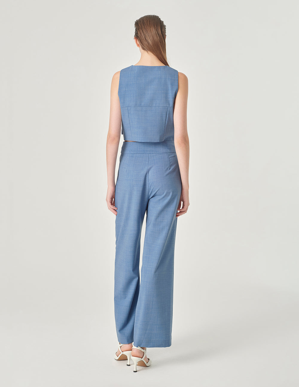 MARYLING Mist Blue V-Neck Short Vest