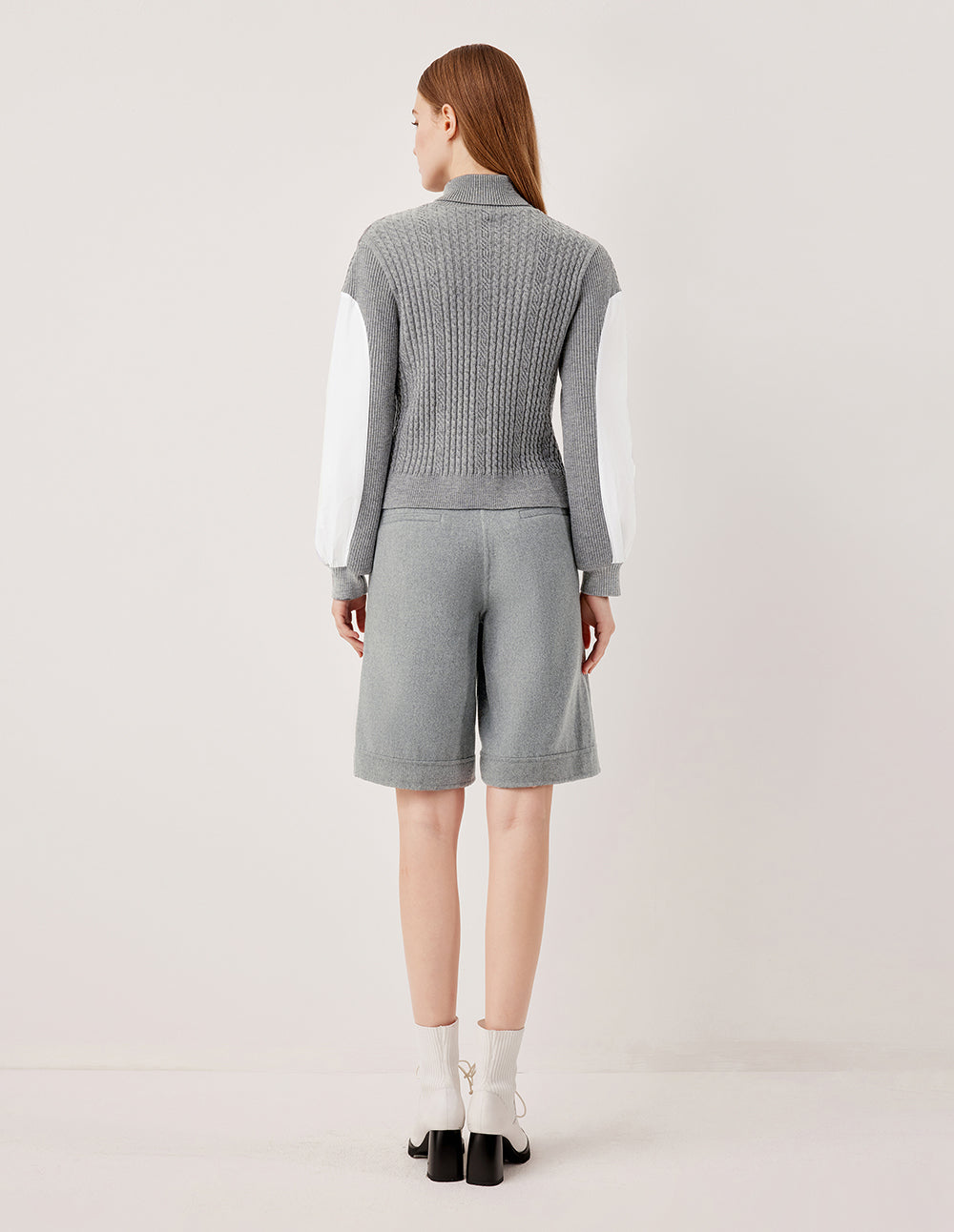 MARYLING Semi-High Neck Long Sleeve Knit Pullover Top