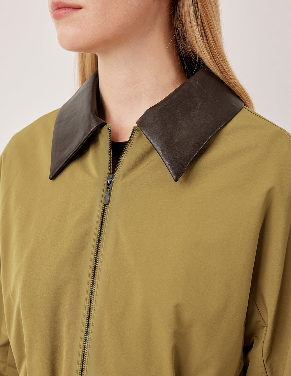 MARYLING Collared Zipper Belt Mid-Length Coat