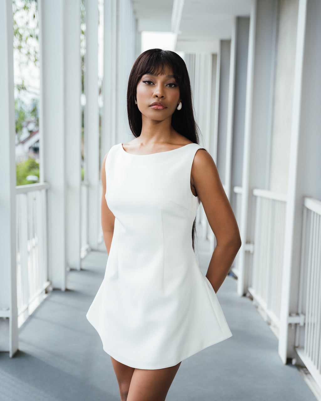 Elisa Boat Neck Mini Dress