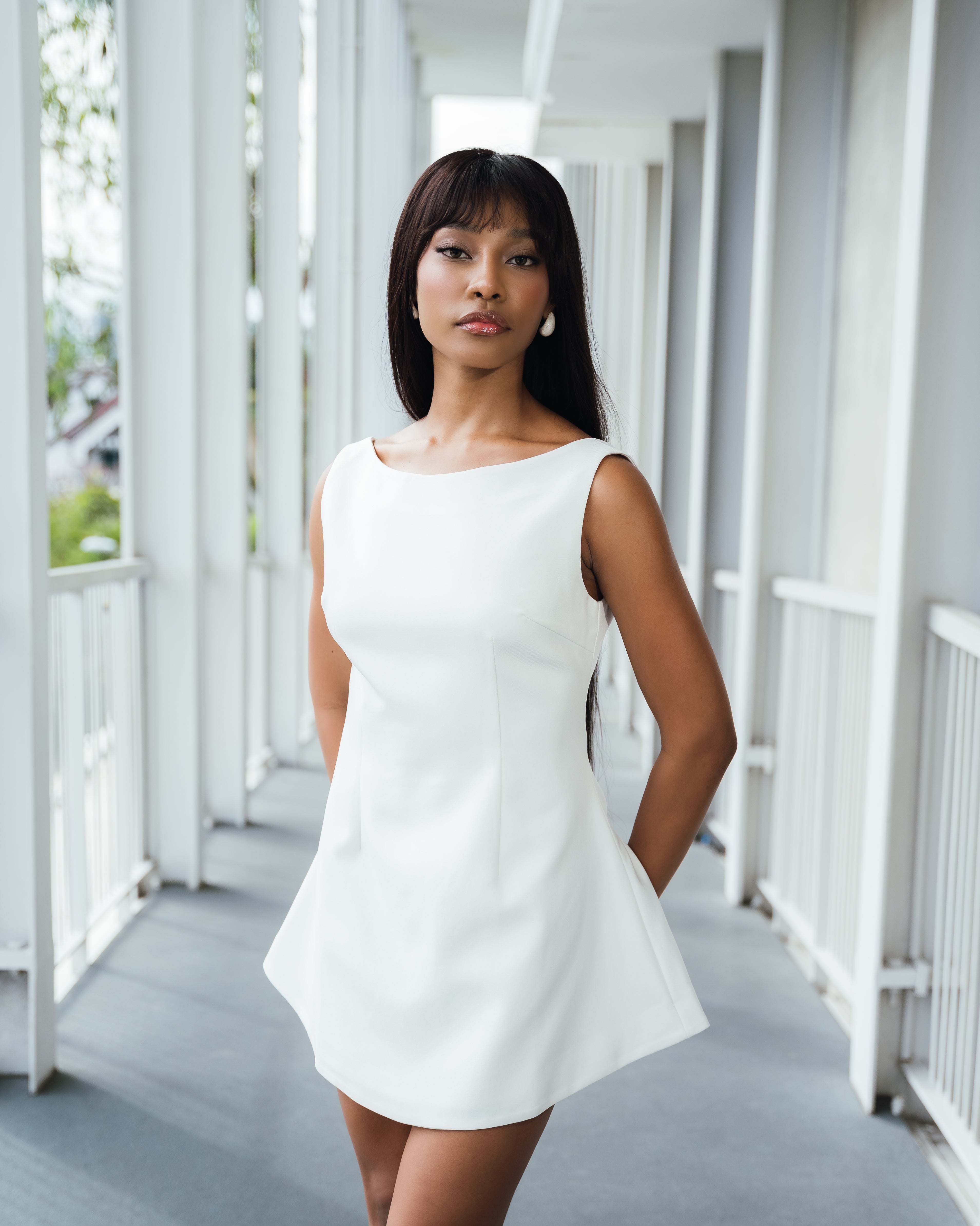 Elisa Boat Neck Mini Dress