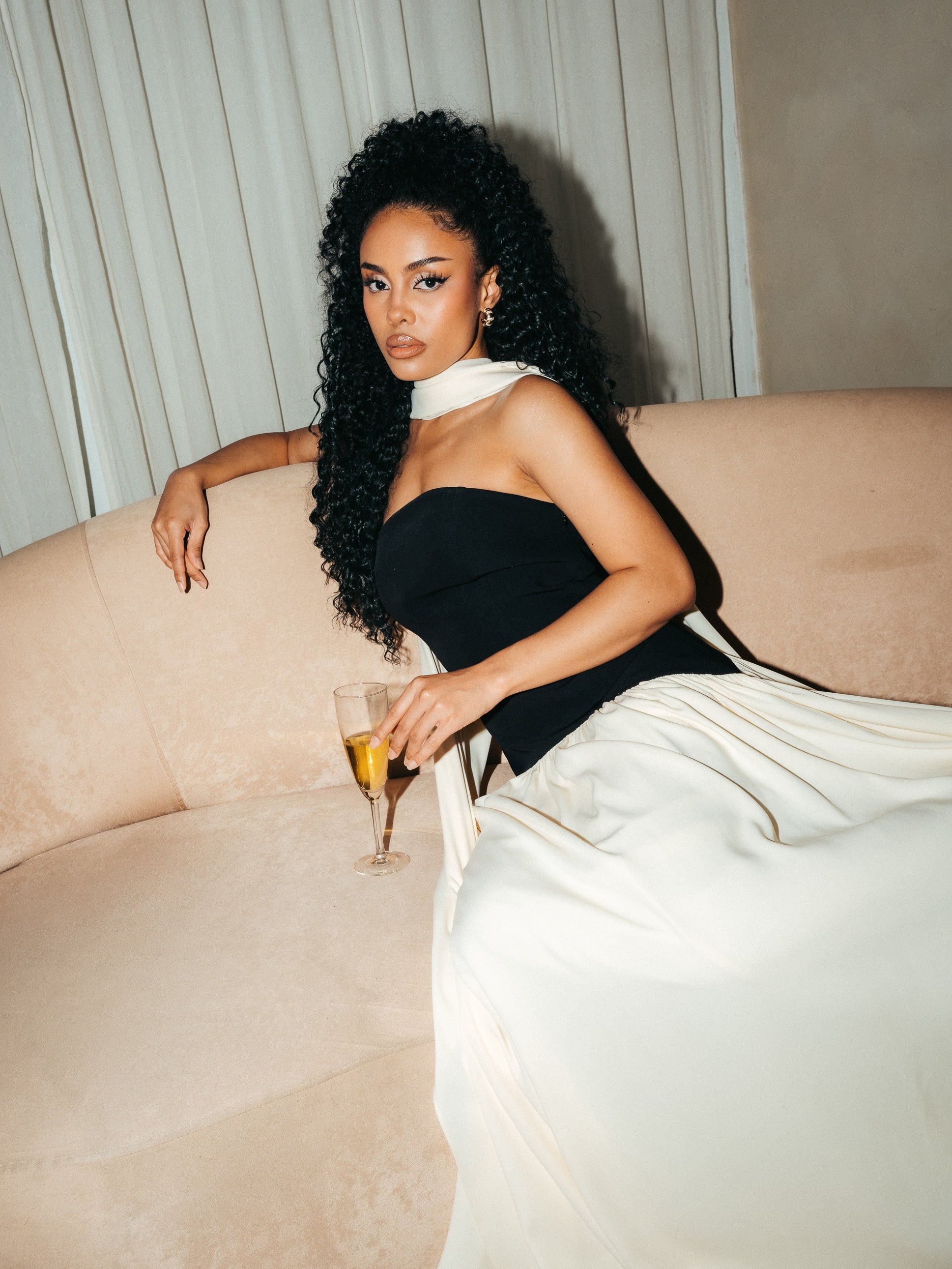 Isabella Flowy Tube Top Dress with Detachable Shawl