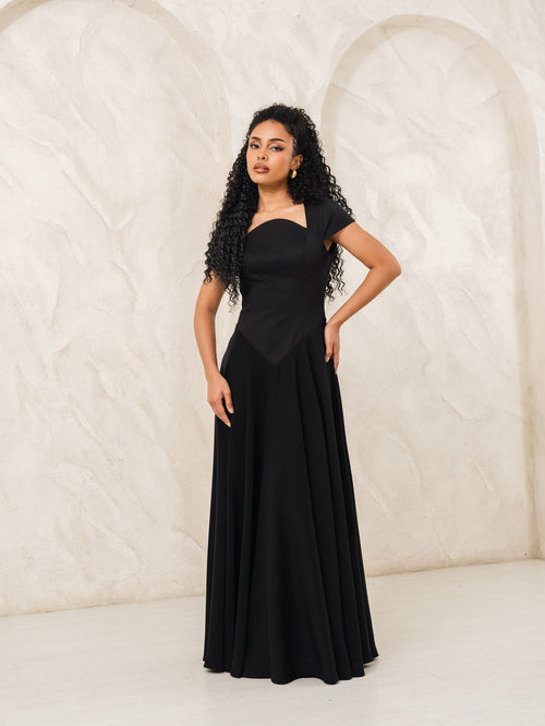 Aurora Ivory Capsleeve Flowy Maxi Dress