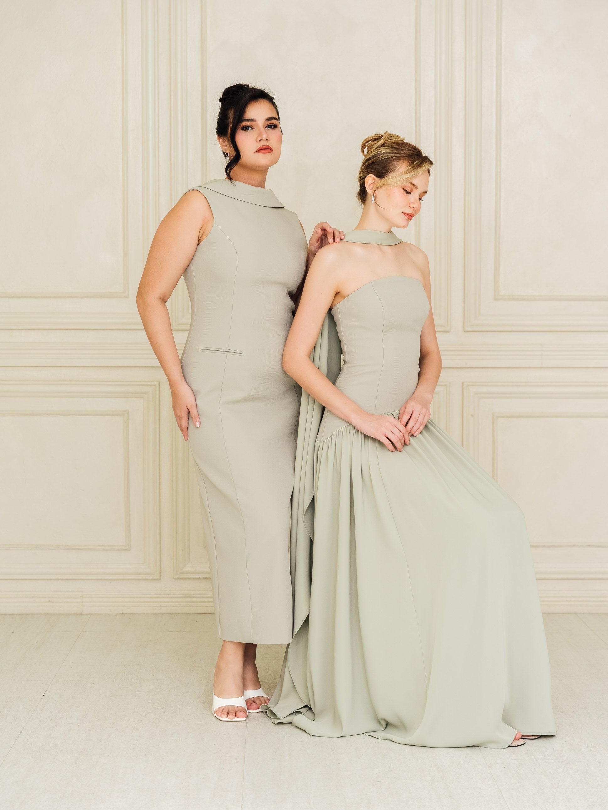 Isabella Flowy Tube Top Dress with Detachable Shawl