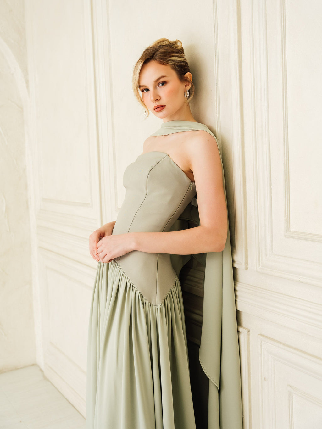 Isabella Flowy Tube Top Dress with Detachable Shawl