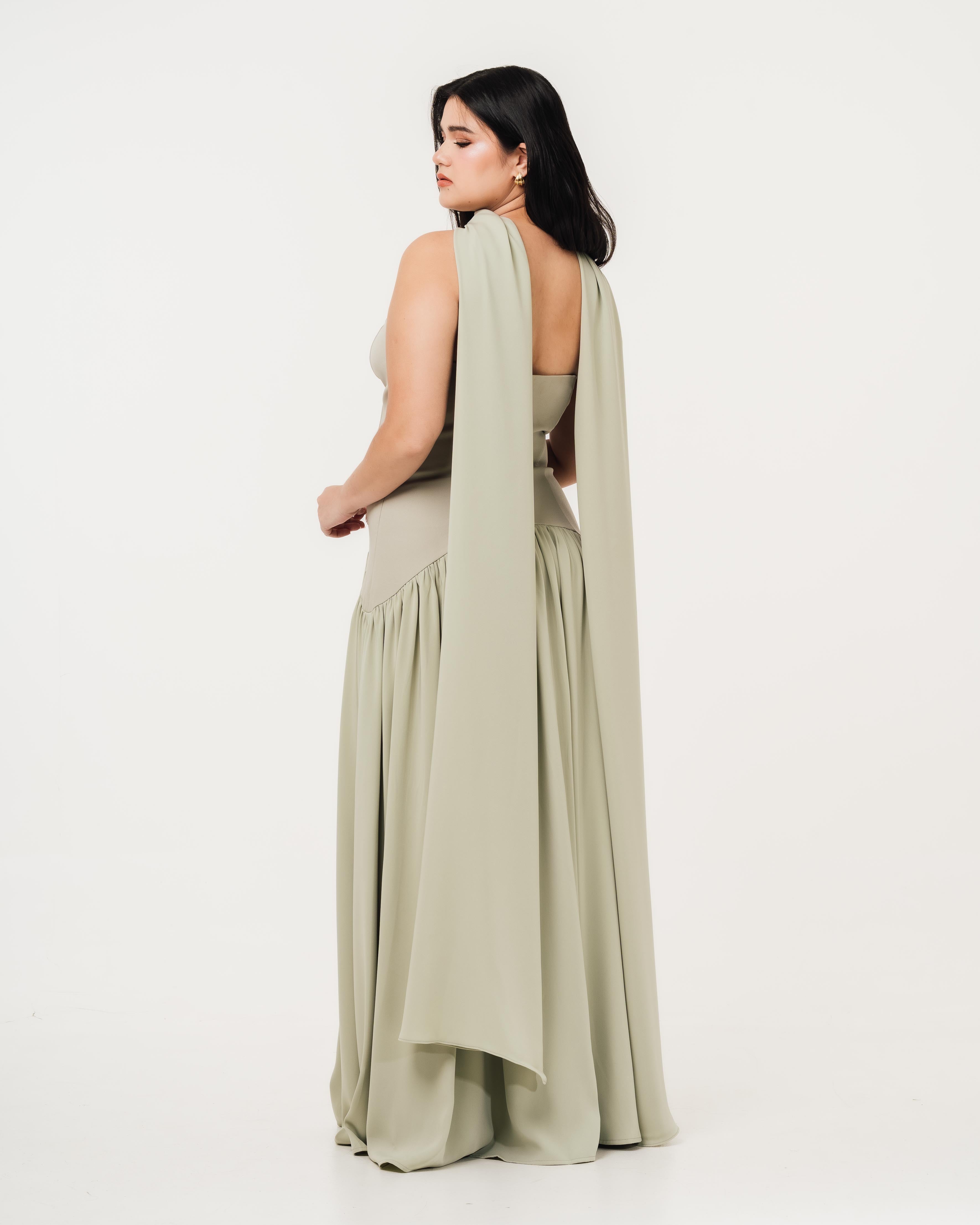 Isabella Flowy Tube Top Dress with Detachable Shawl
