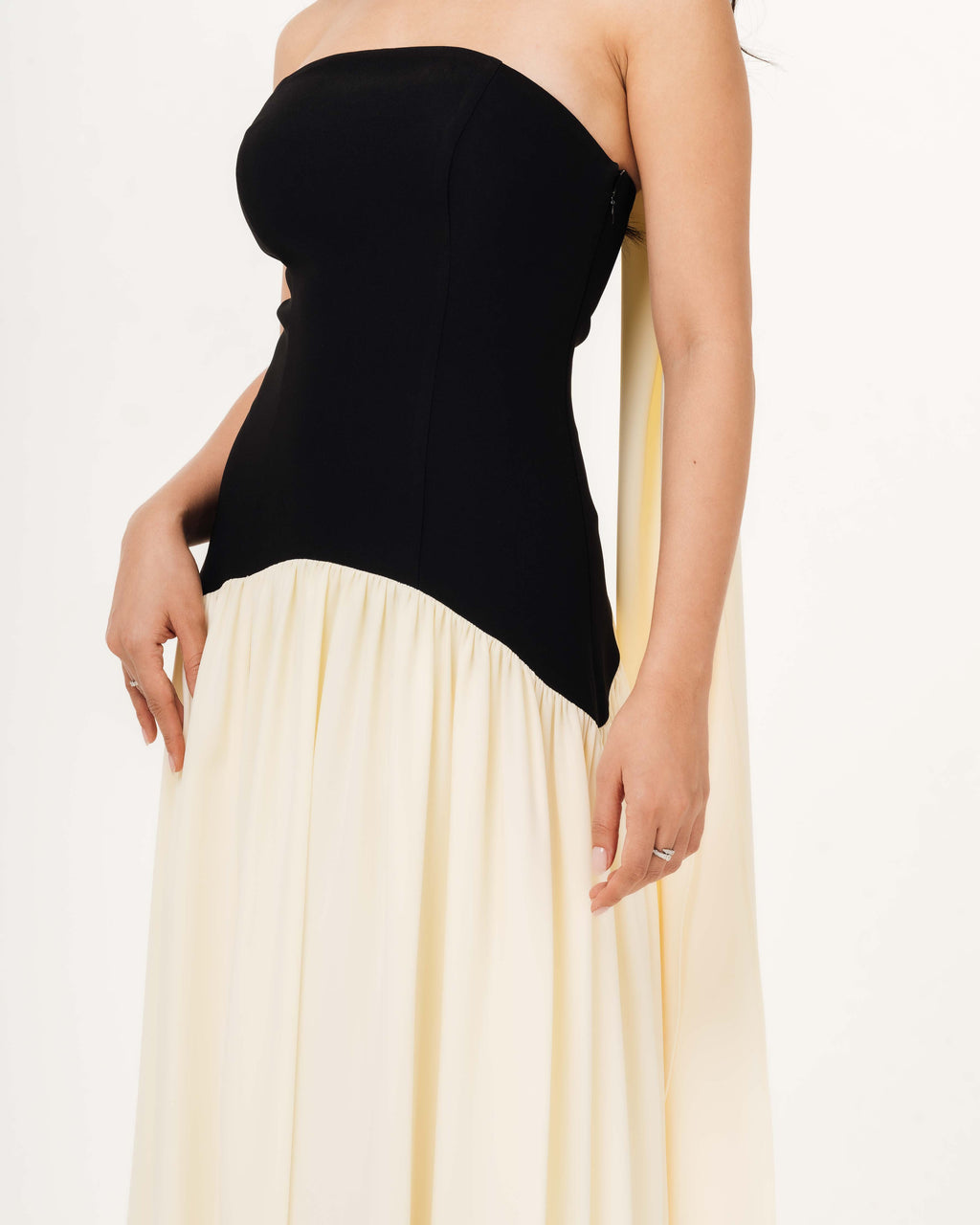 Isabella Flowy Tube Top Dress with Detachable Shawl