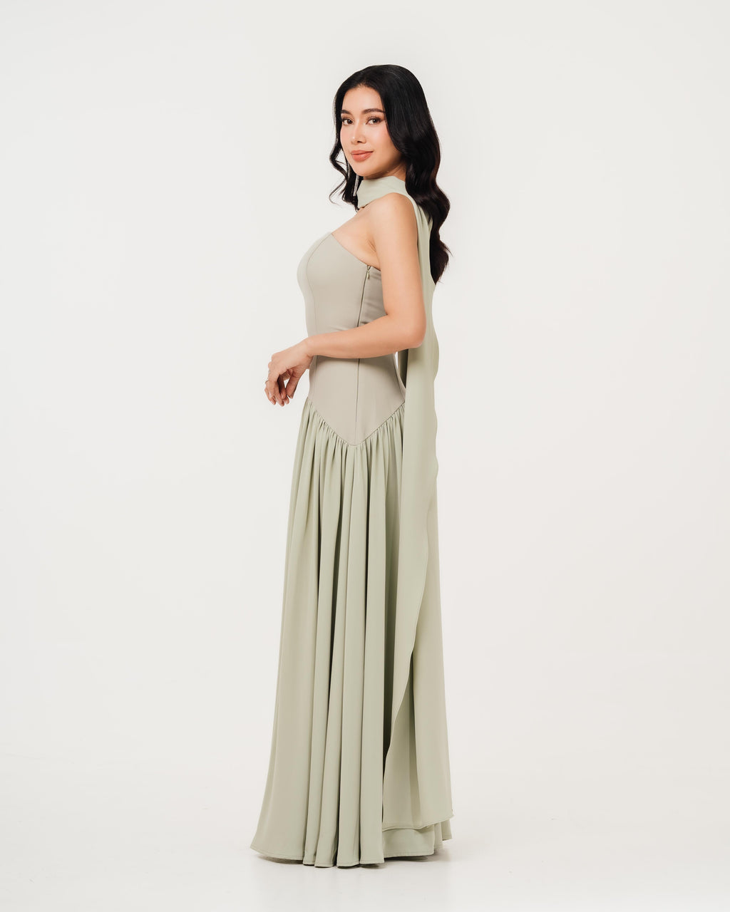 Isabella Flowy Tube Top Dress with Detachable Shawl