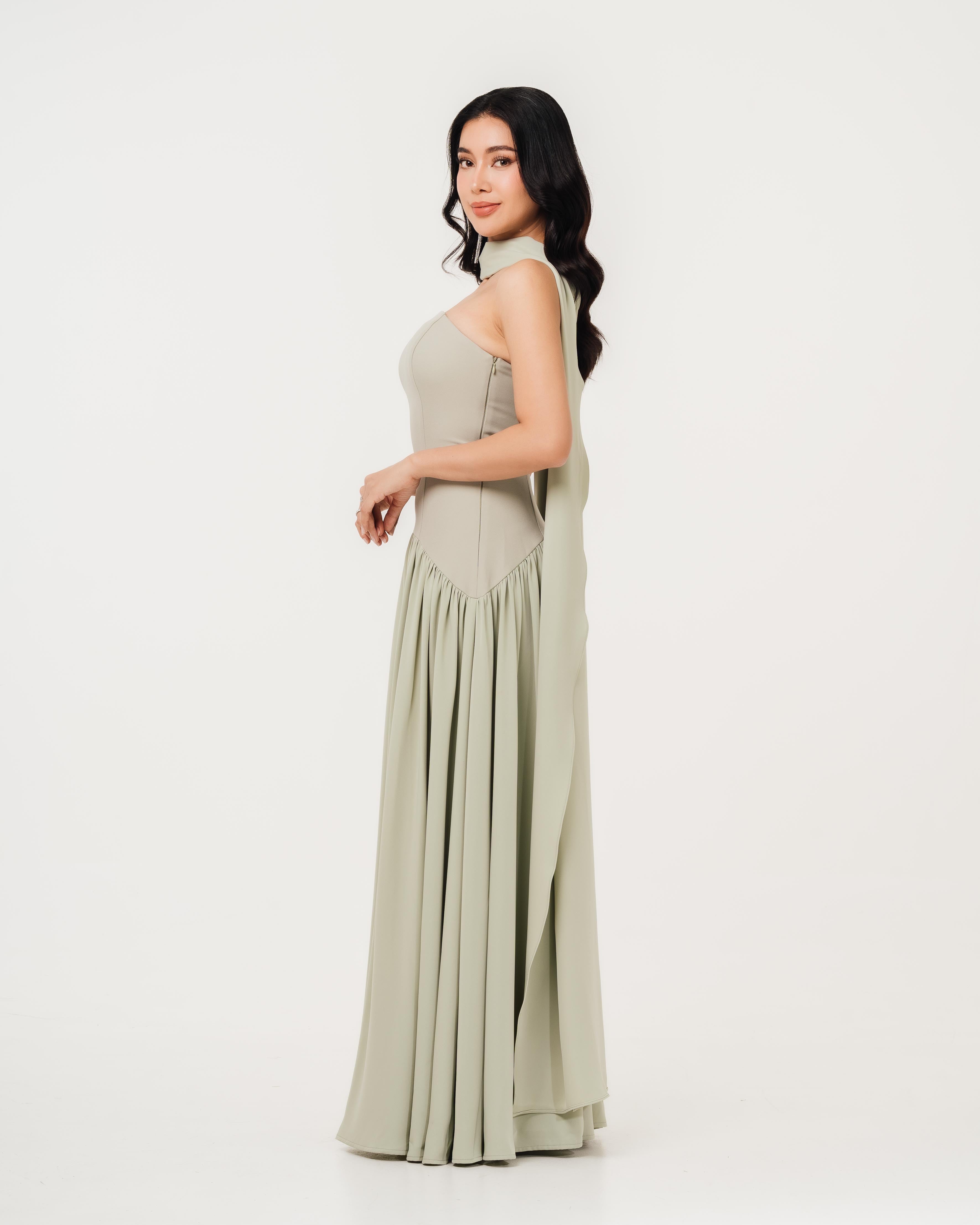 Isabella Flowy Tube Top Dress with Detachable Shawl