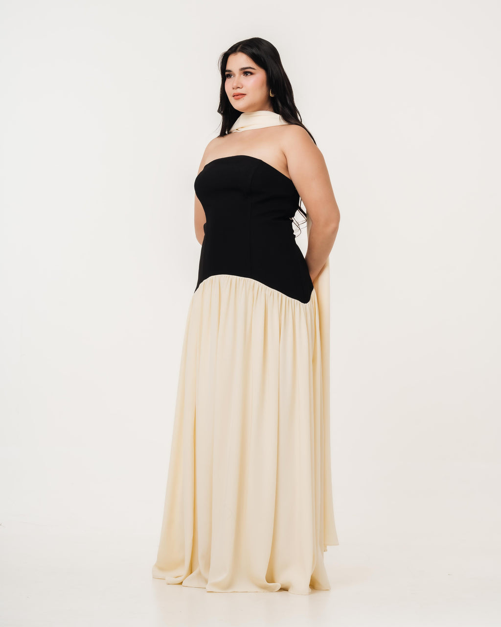 Isabella Flowy Tube Top Dress with Detachable Shawl