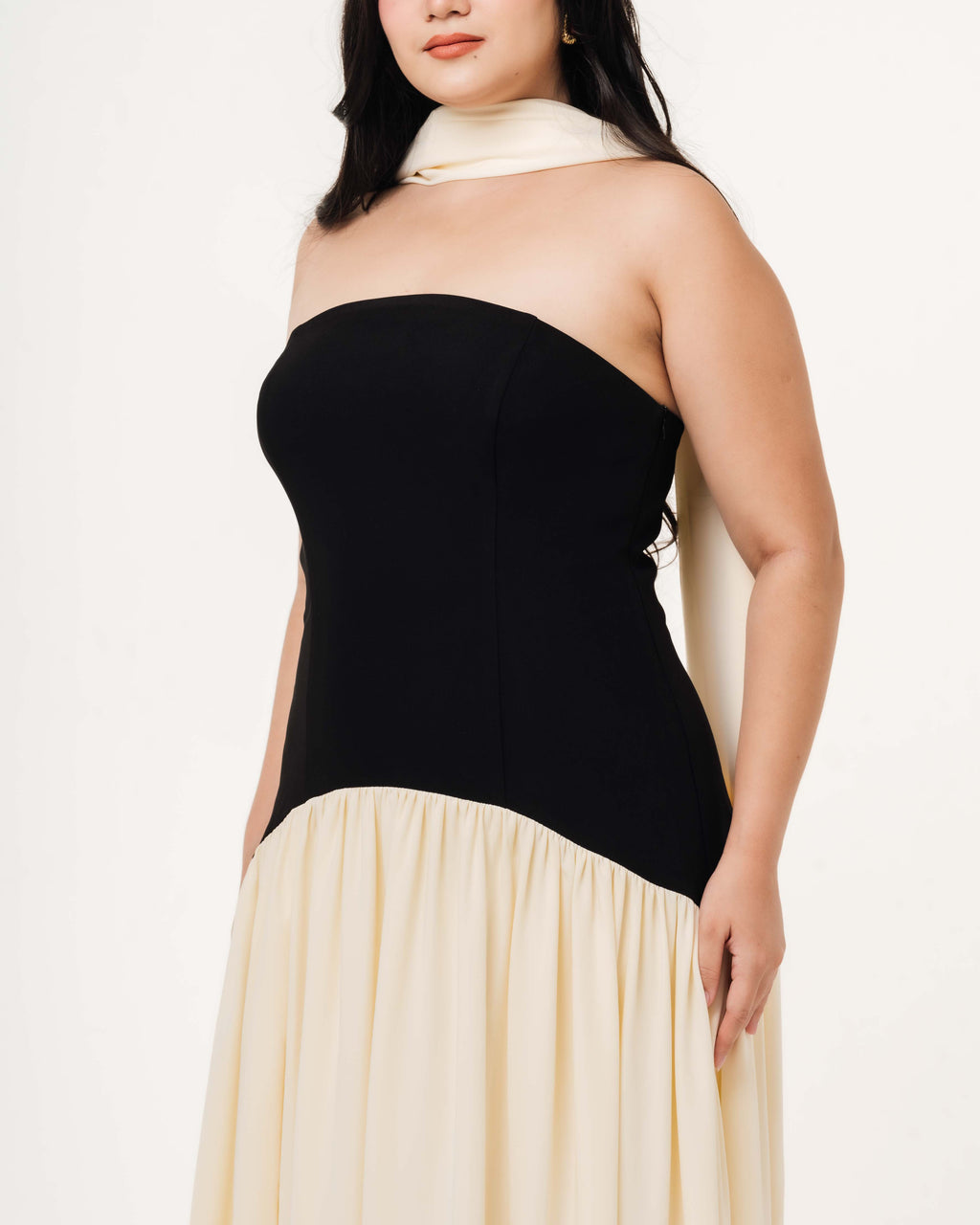 Isabella Flowy Tube Top Dress with Detachable Shawl