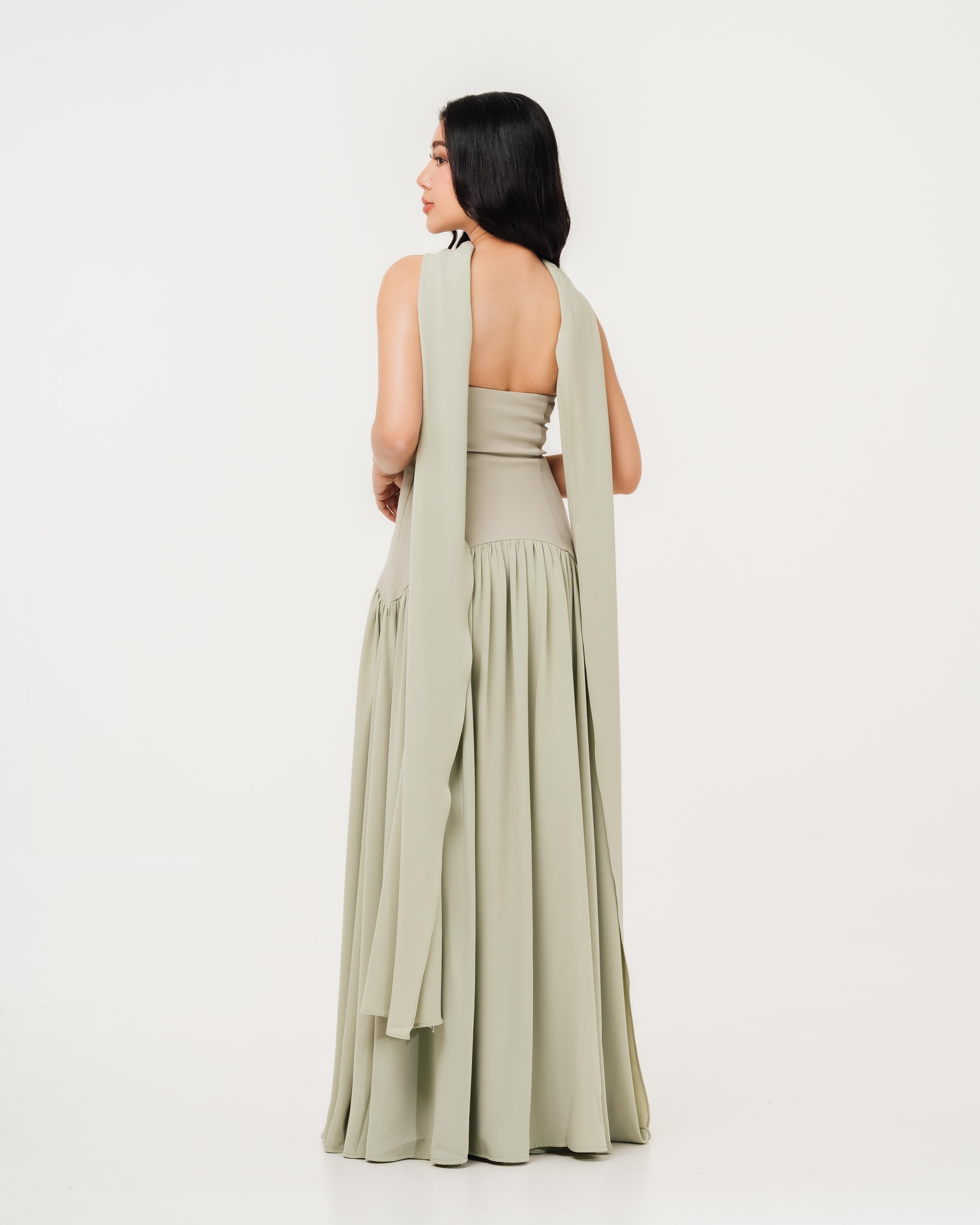 Isabella Flowy Tube Top Dress with Detachable Shawl