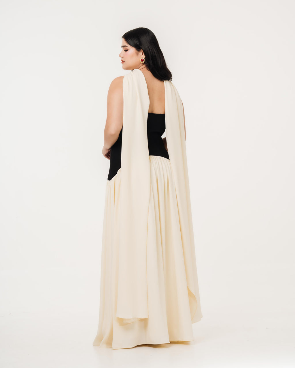 Isabella Flowy Tube Top Dress with Detachable Shawl