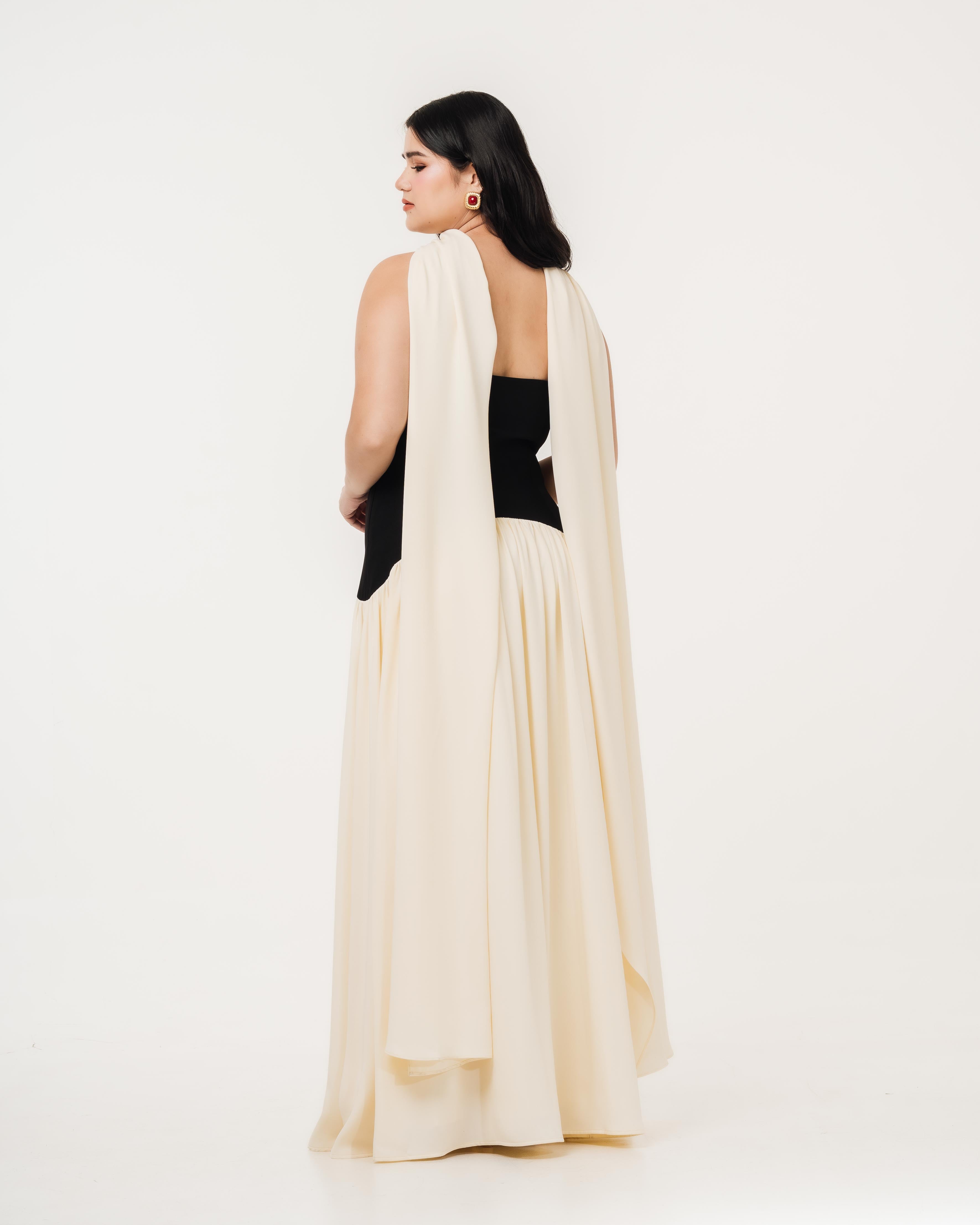 Isabella Flowy Tube Top Dress with Detachable Shawl