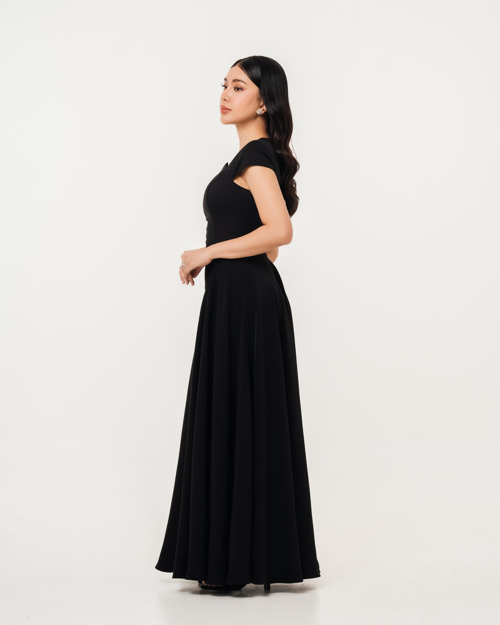 Aurora Ivory Capsleeve Flowy Maxi Dress