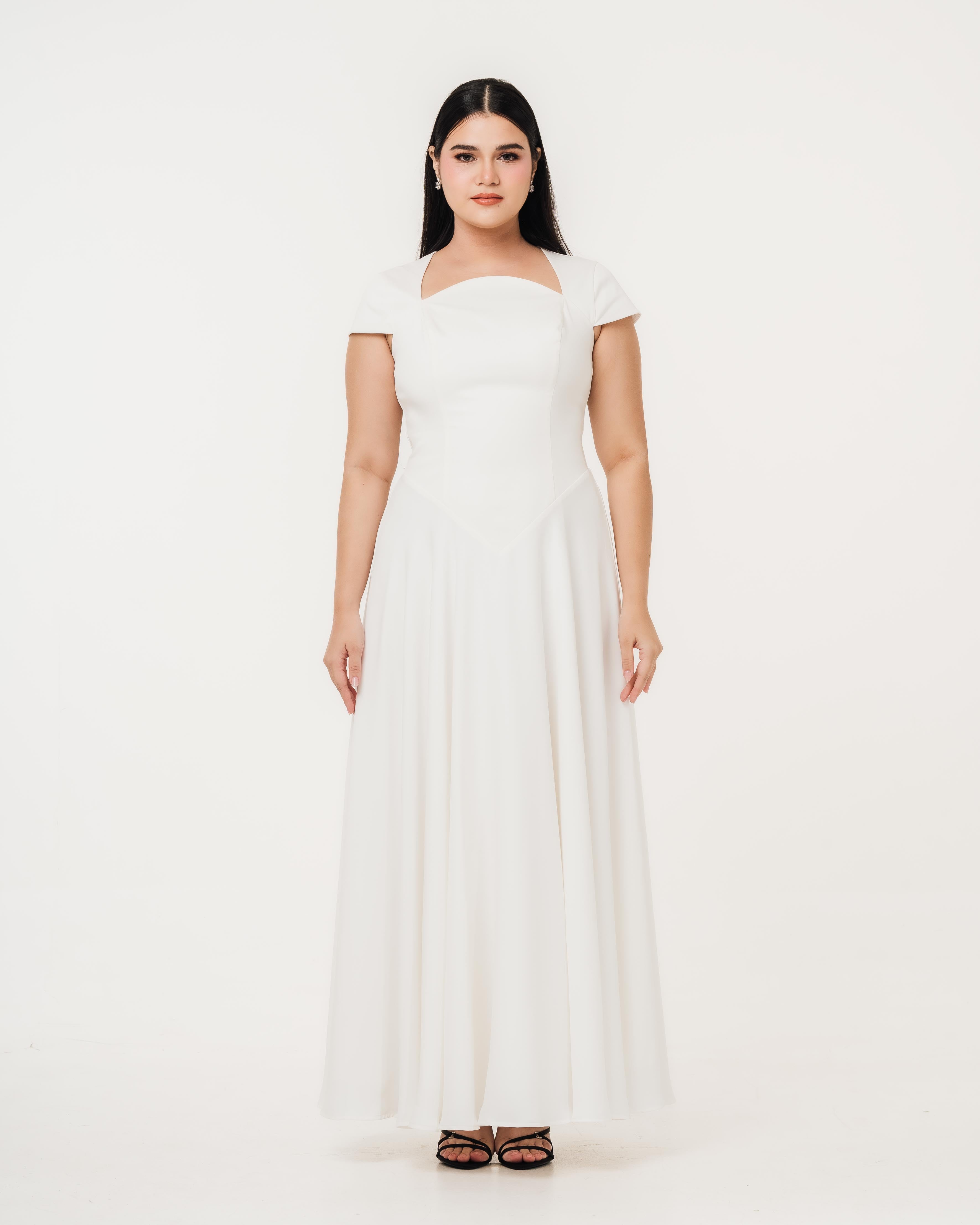 Aurora Ivory Capsleeve Flowy Maxi Dress