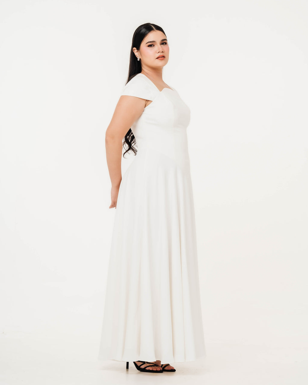 Aurora Ivory Capsleeve Flowy Maxi Dress