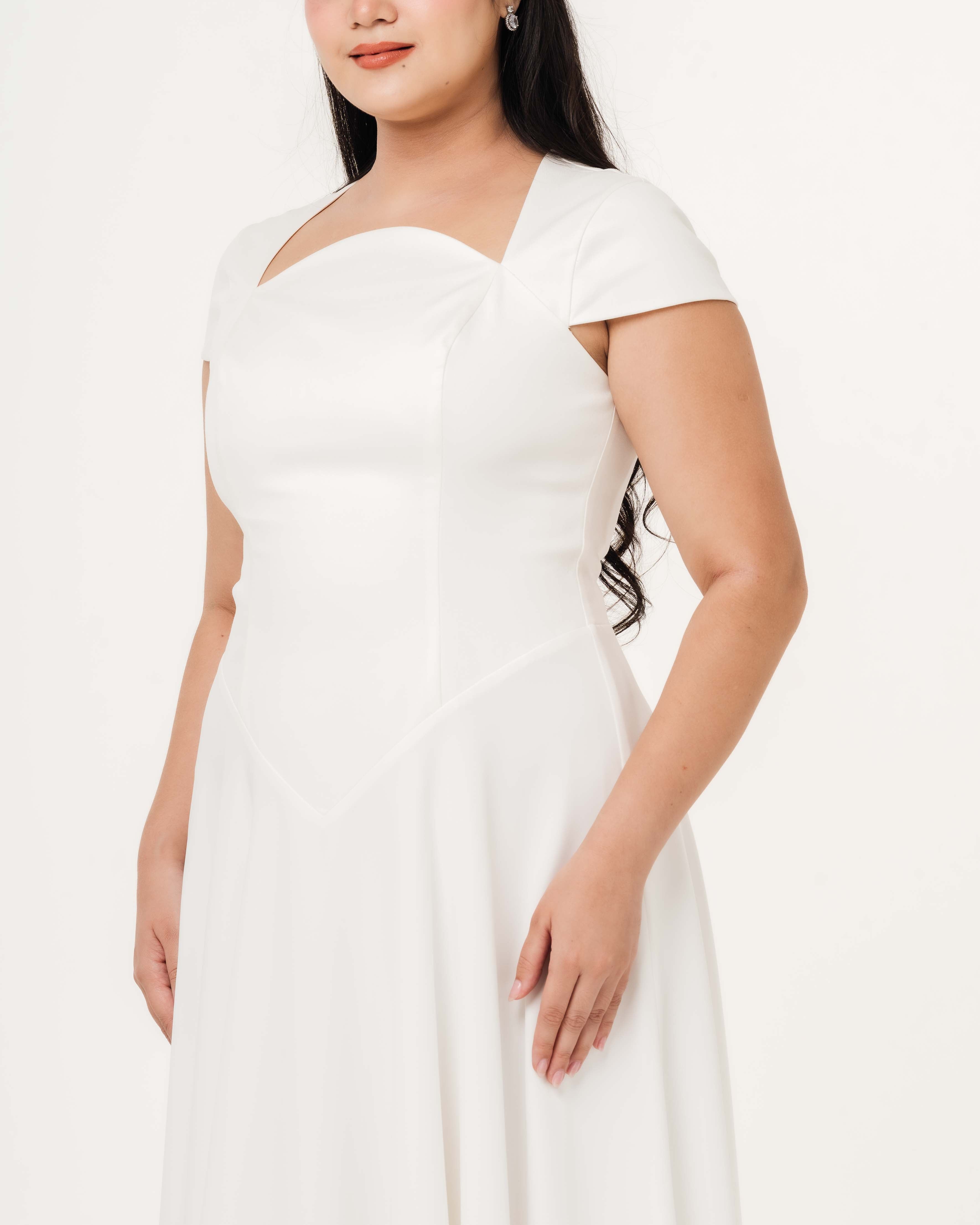 Aurora Ivory Capsleeve Flowy Maxi Dress
