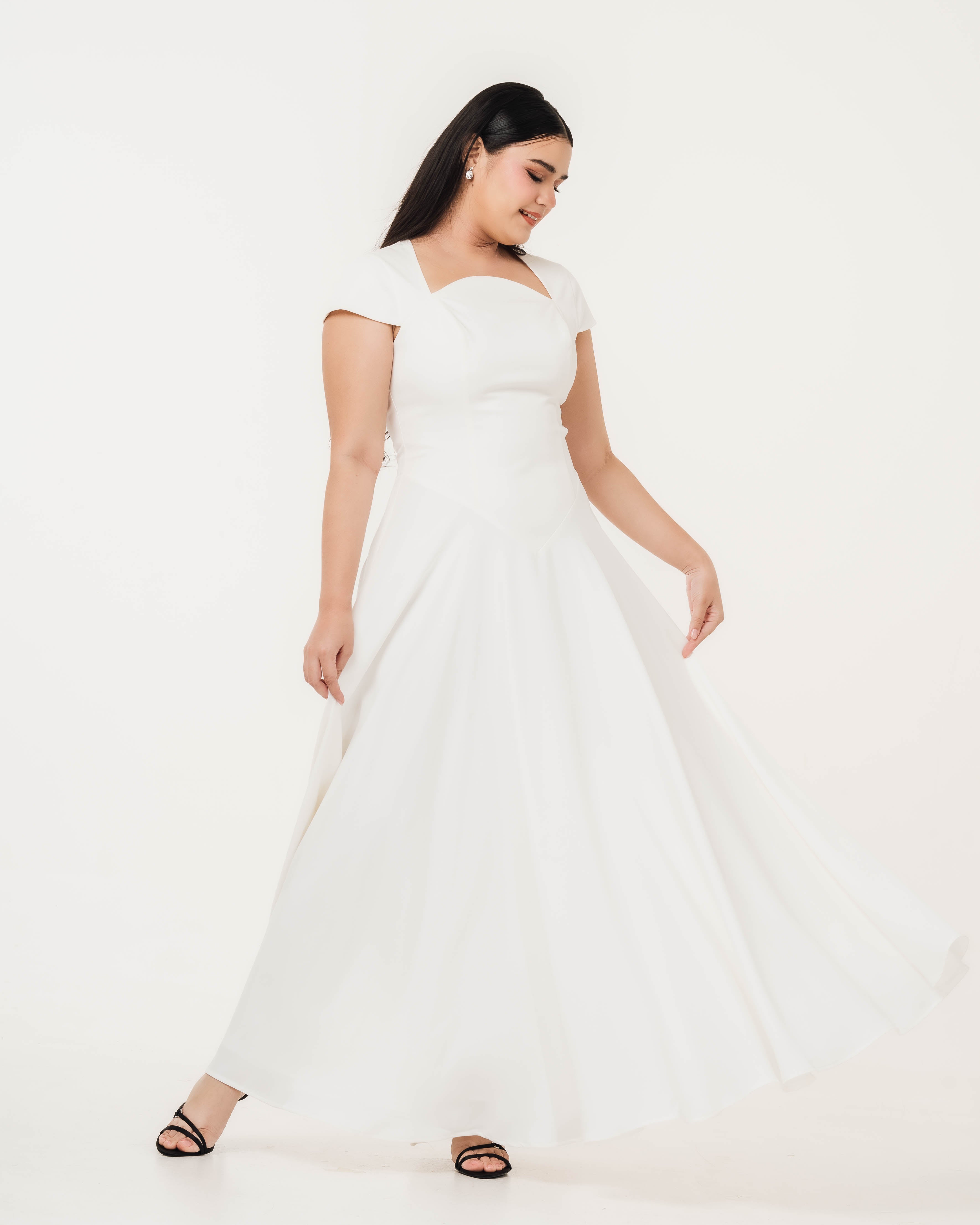 Aurora Ivory Capsleeve Flowy Maxi Dress