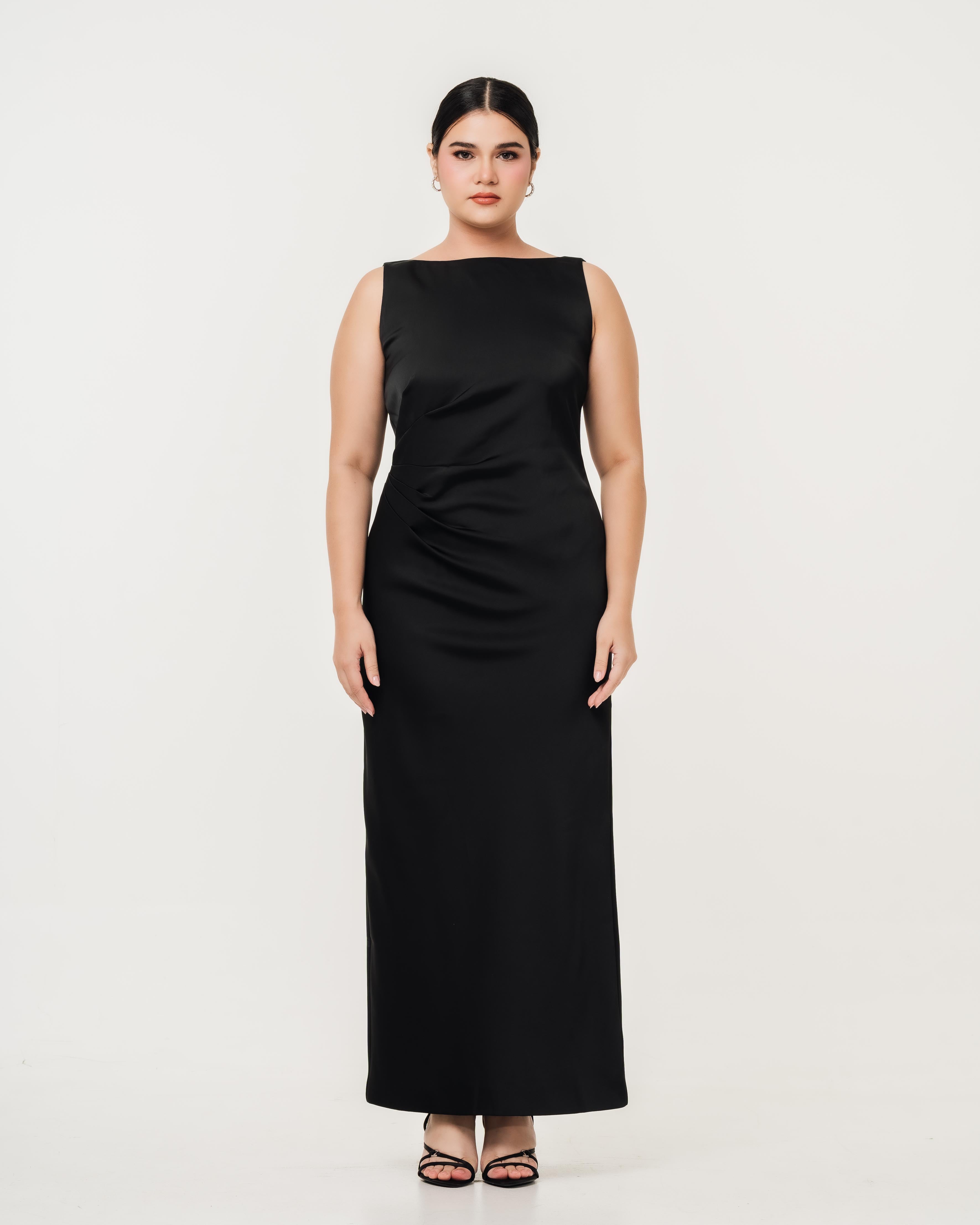 Rosalind Boat Neck Open Back Dress