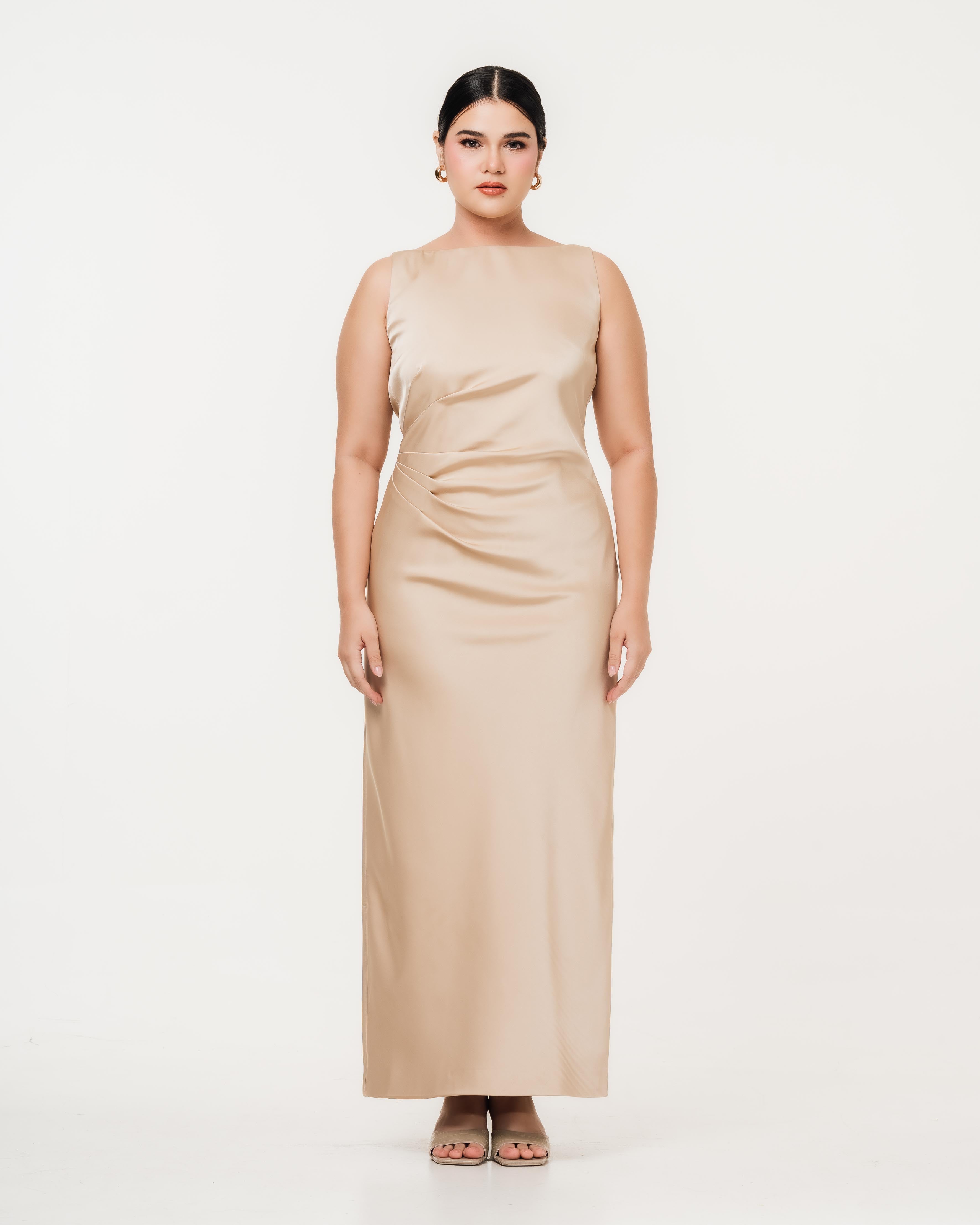 Rosalind Boat Neck Open Back Dress