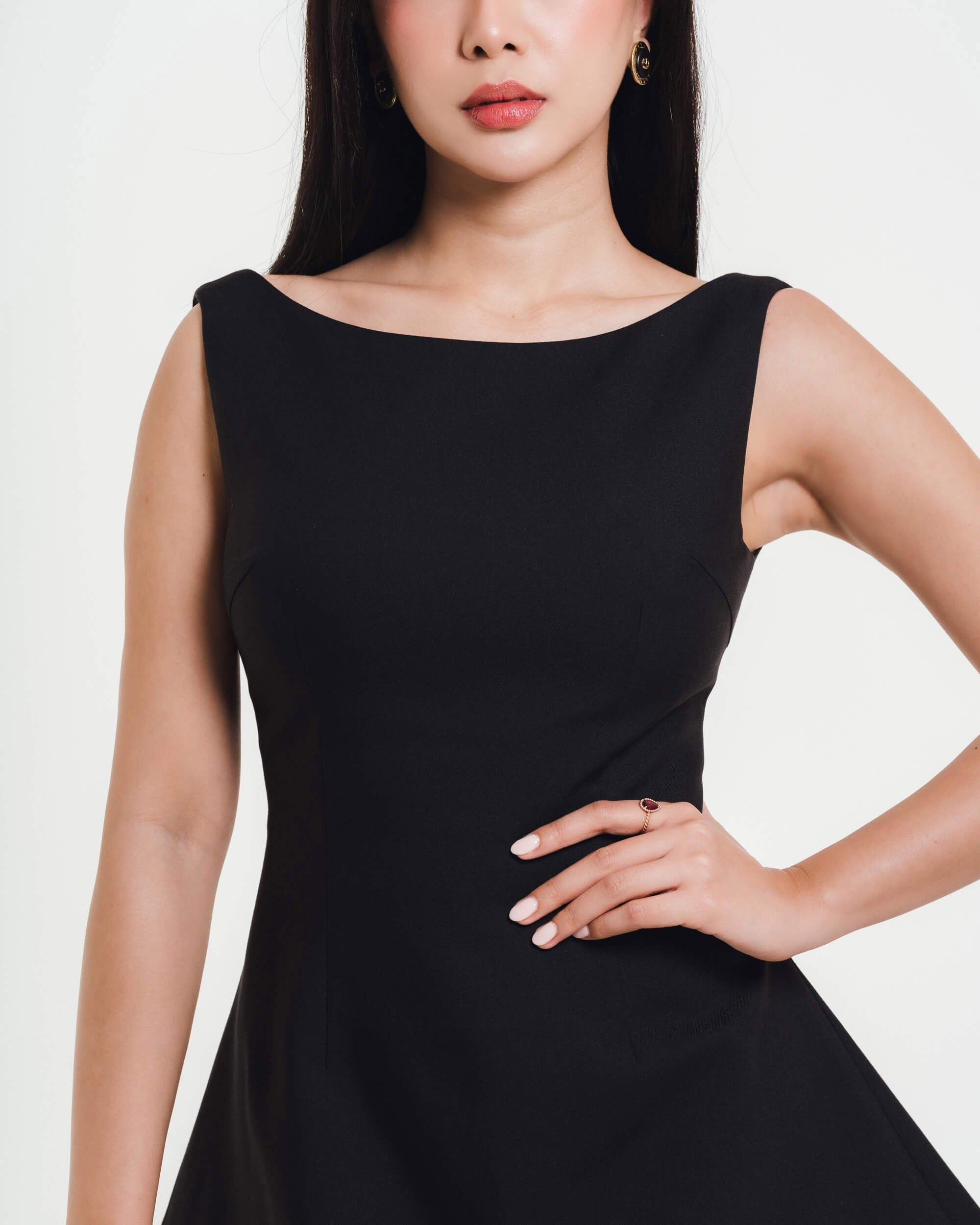 Elisa Boat Neck Mini Dress