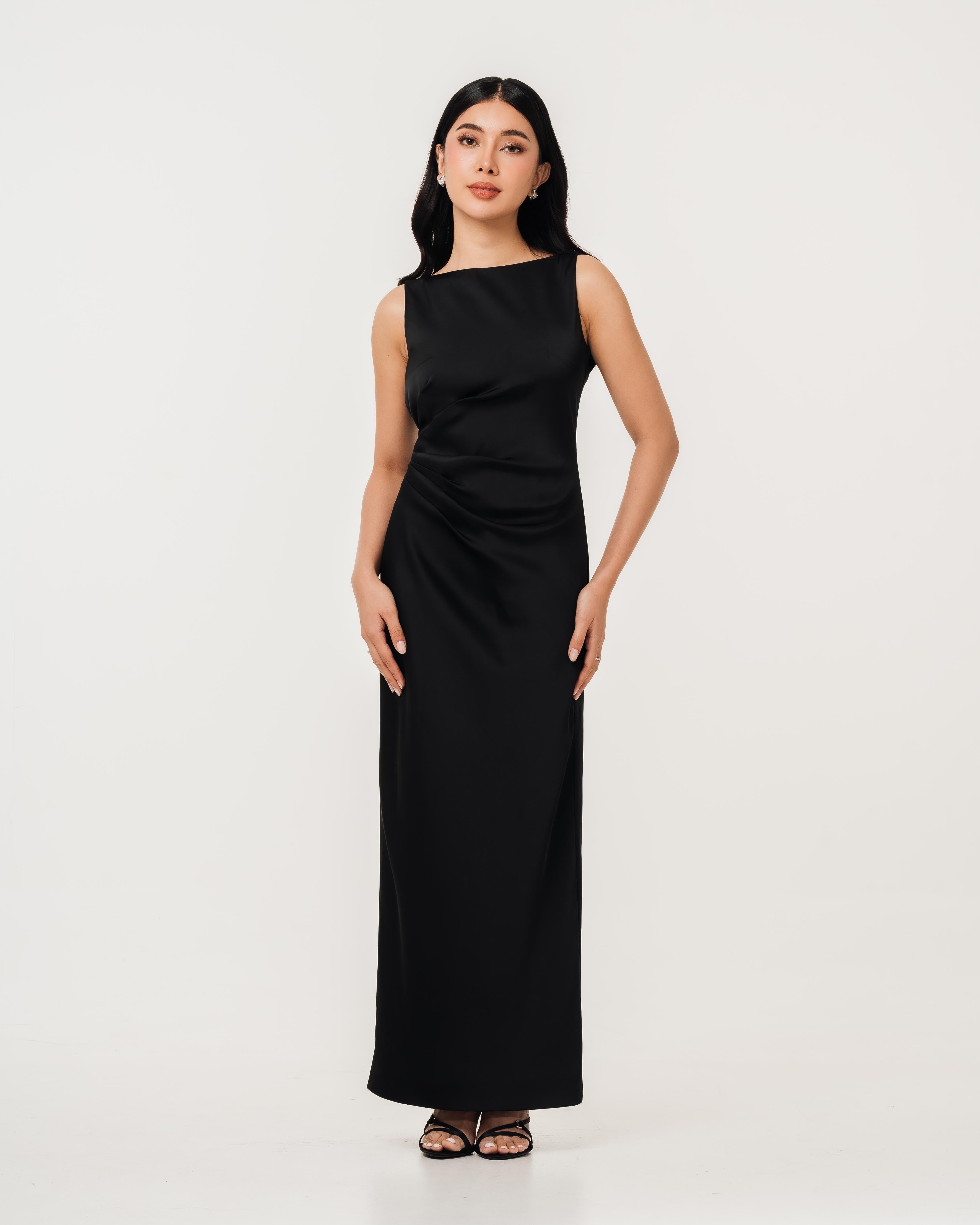 Rosalind Boat Neck Open Back Dress