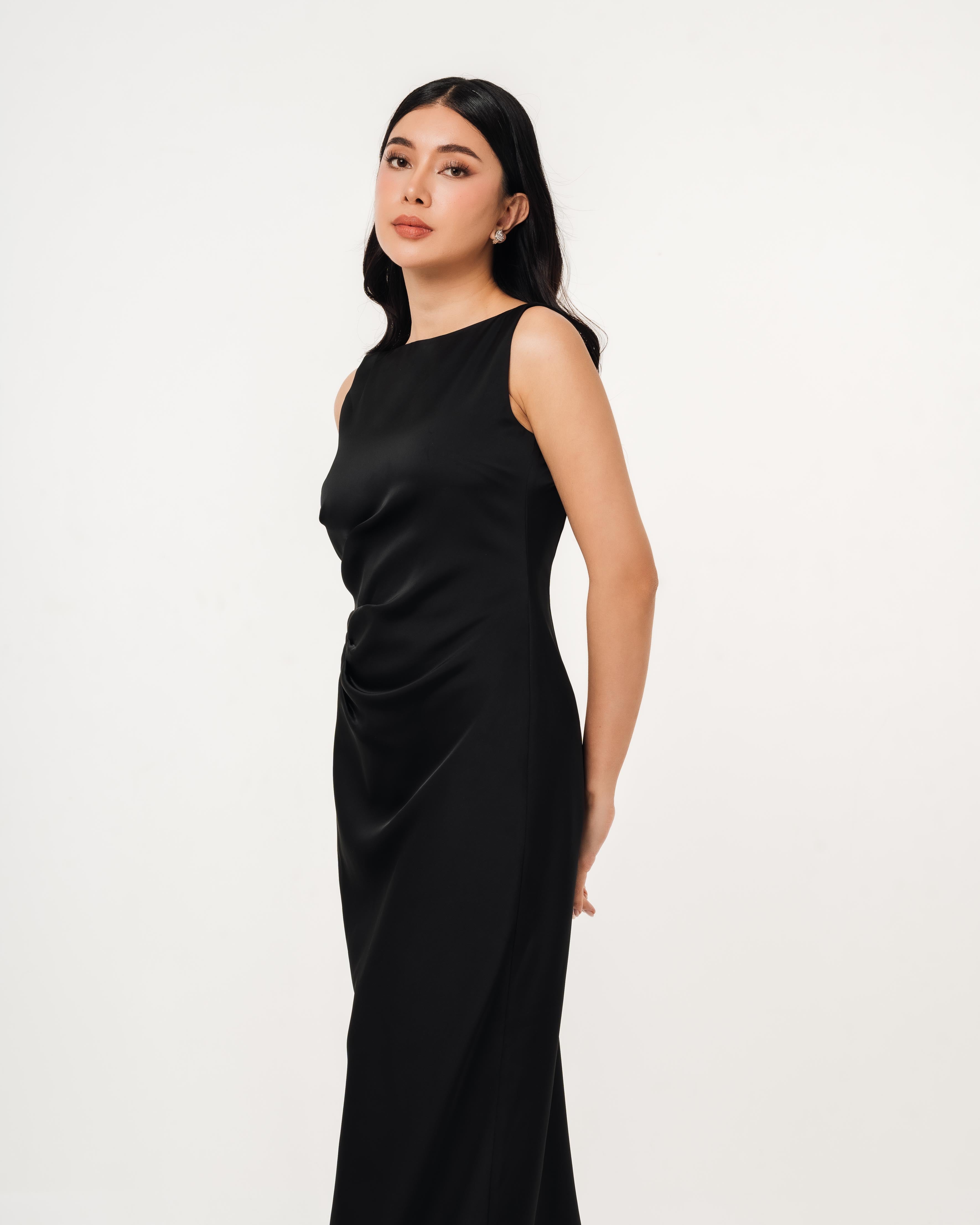 Rosalind Boat Neck Open Back Dress