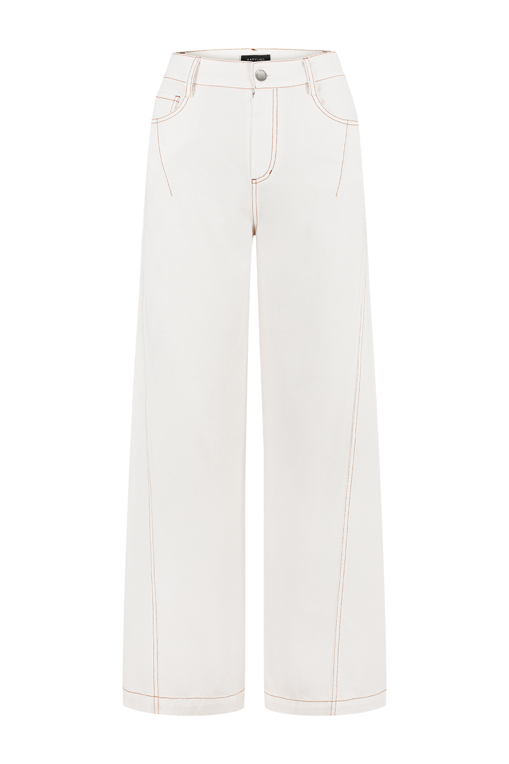 MARYLING Textured White Washed Jeans – Metal Zipper Detail