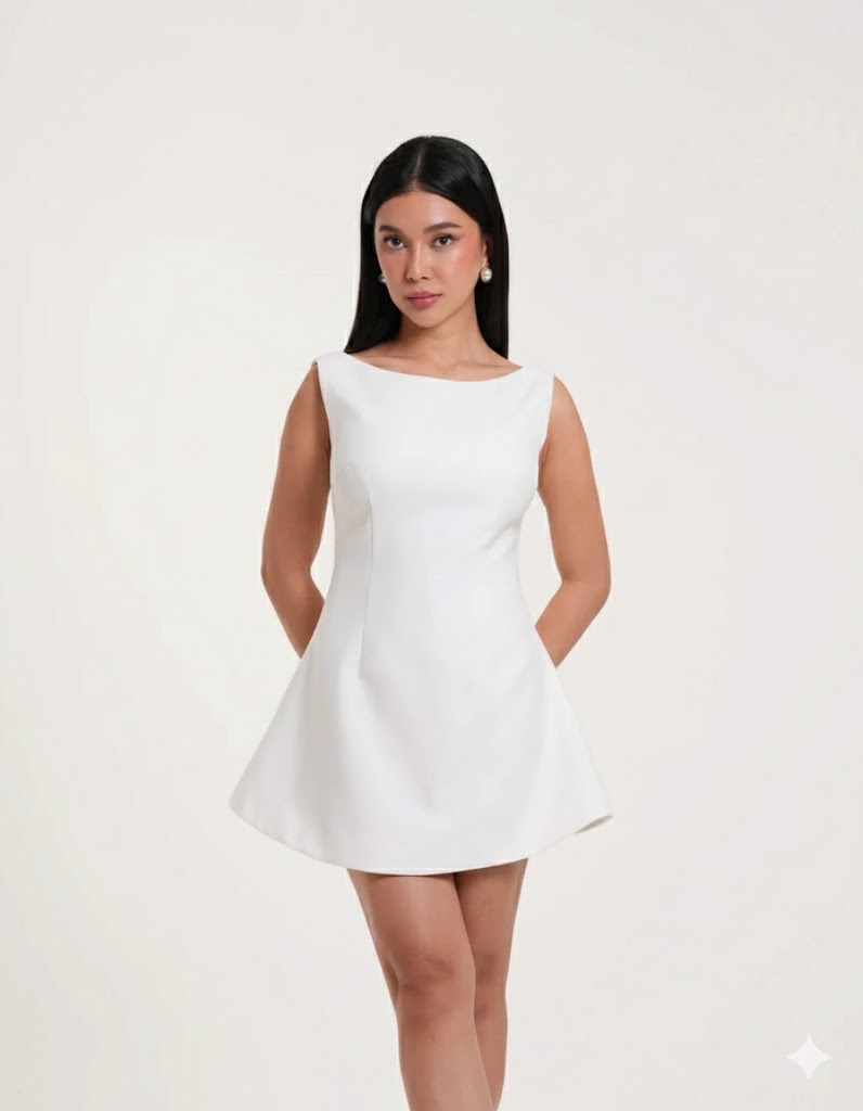Elisa Boat Neck Mini Dress