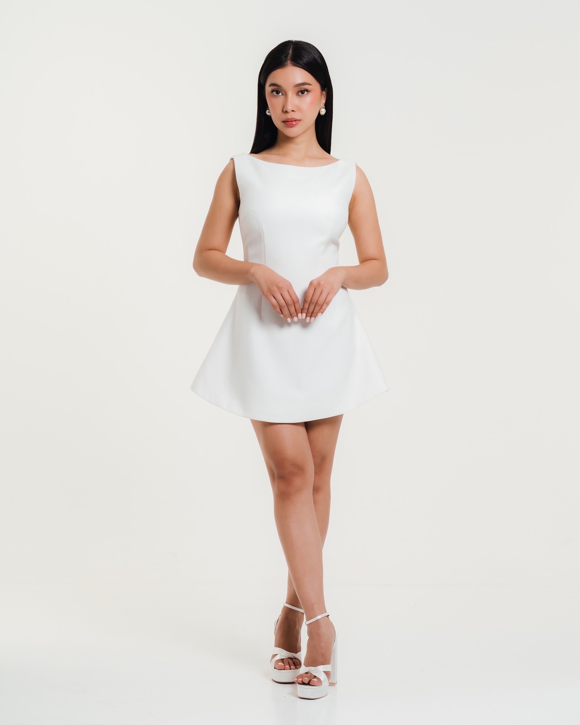 Elisa Boat Neck Mini Dress